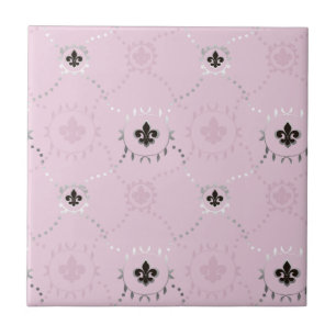 Azulejo Ash rosa Fleur de Lis, modelo francés de plata Lil