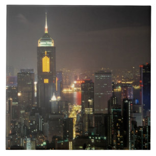 Azulejo Asia, China, Hong Kong, central desde la carretera
