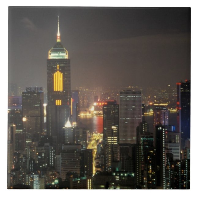 Azulejo Asia, China, Hong Kong, central desde la carretera (Frente)