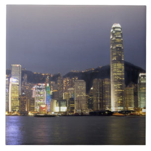 Azulejo Asia, China, Hong Kong, paisaje urbano de la ciuda