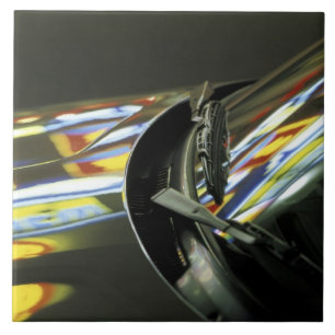 Azulejo Asia, Malasia, Melaka. Reflexiones de neón en el 