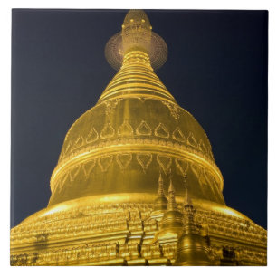 Azulejo Asia, Myanmar, Yangon, templo budista en