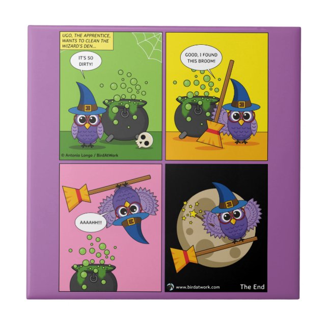 Azulejo Asistente para aprendices - Cómic de limpieza (Frente)