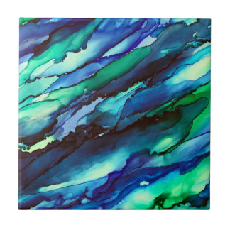 Azulejo Asombrosa pintura azul de tinta de alcohol