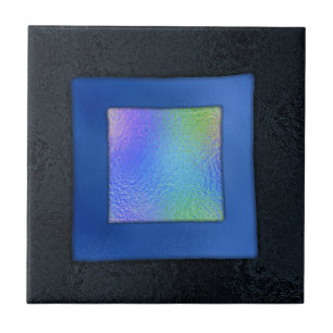 Azulejo Aspecto de vidrio fusionado dicroico azul y negro