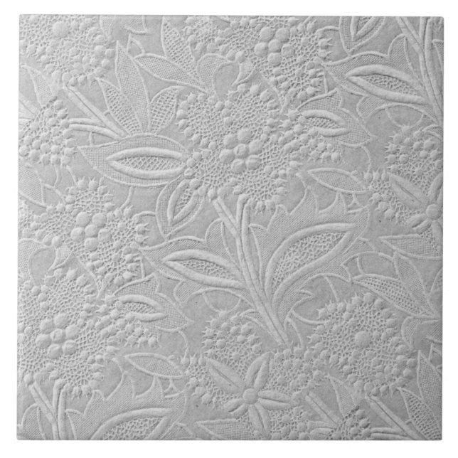 Azulejo Aspecto gris floral Grabado en relieve (Frente)