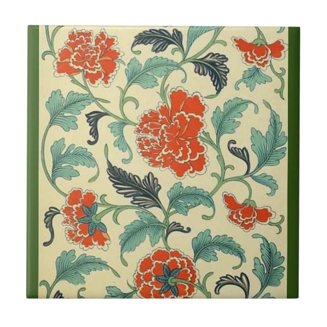 Azulejo Aspecto Oriental Tile Cerámico Floral (Frente)