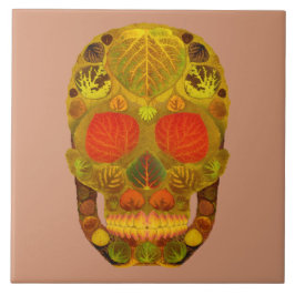 Azulejo Aspen Leaf Skull 12