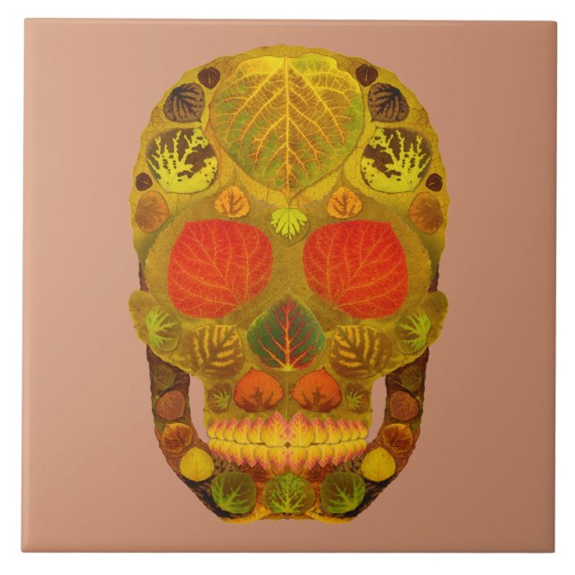Azulejo Aspen Leaf Skull 12 (Frente)
