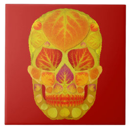 Azulejo Aspen Leaf Skull 13