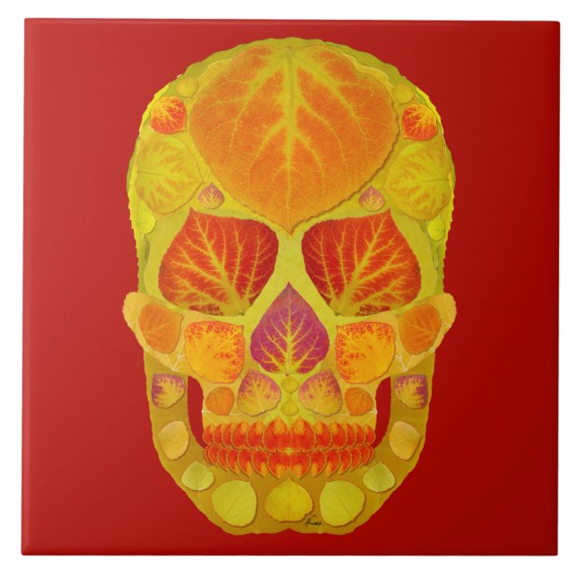 Azulejo Aspen Leaf Skull 13 (Frente)