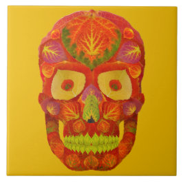 Azulejo Aspen Leaf Skull 16