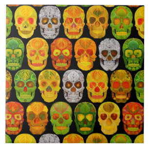 Azulejo Aspen Leaf Skulls sin fisuras patrón 2018