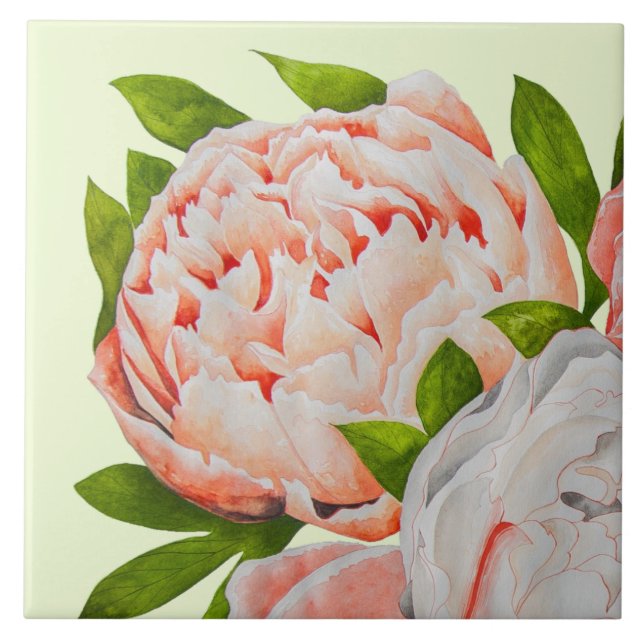 Azulejo Assorted Peonies on a Ceramic Tile (A) (Frente)