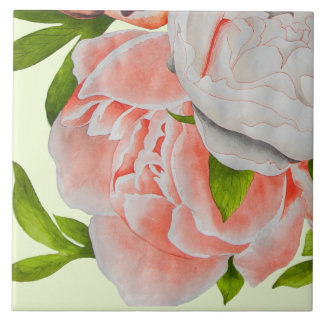 Azulejo Assorted Peonies on a Ceramic Tile (C)