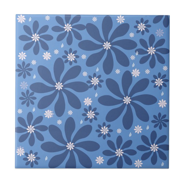 Azulejo Astillas de patrón floral azul - Elegante escritor (Frente)