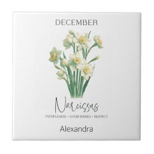 Azulejo Astrología Nacimiento Mes Diciembre   Flor Narciss