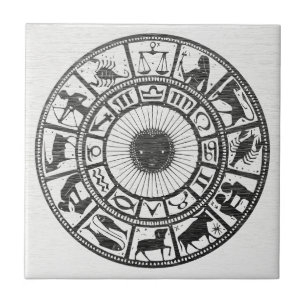 Azulejo Astrología Retro - Rueda del Zodiaco