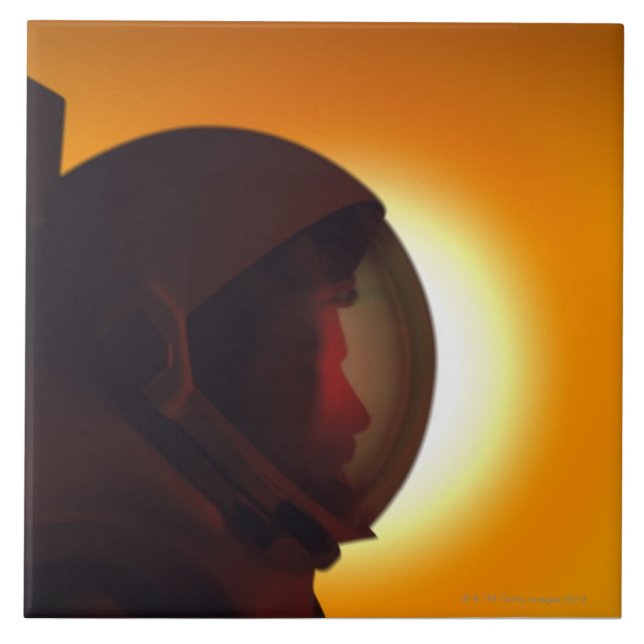 Azulejo Astronauta con casco contra el Sun (Frente)