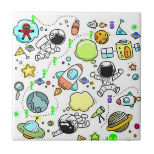 Azulejo Astronauta de cerámica Tile Aliens