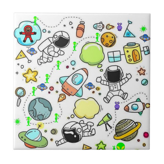 Azulejo Astronauta de cerámica Tile Aliens (Frente)