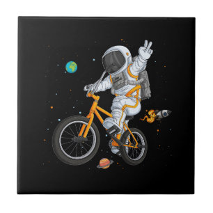 Azulejo astronauta en bicicleta bmx en el espacio ov