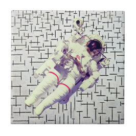 Azulejo Astronauta en el espacio - Paisaje retro