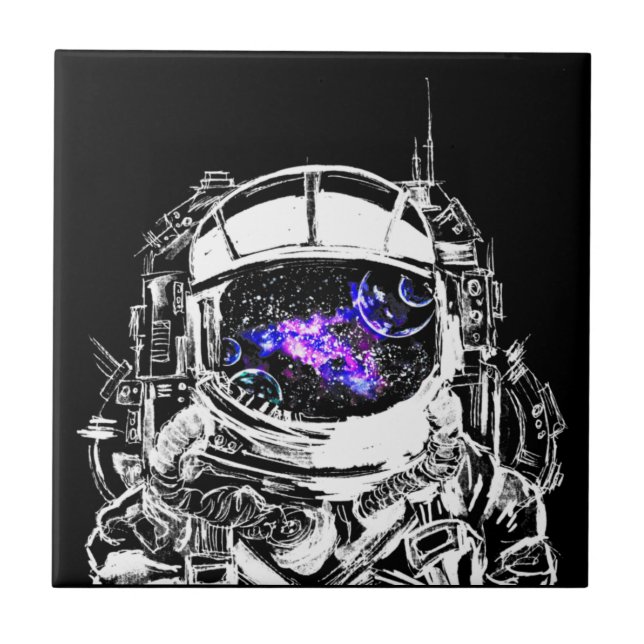 Azulejo Astronauta viajero Galaxia púrpura Nebulosa (Frente)