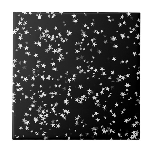 Azulejo Astronomía de lujo Starry Sky Black Star Elegance (Frente)