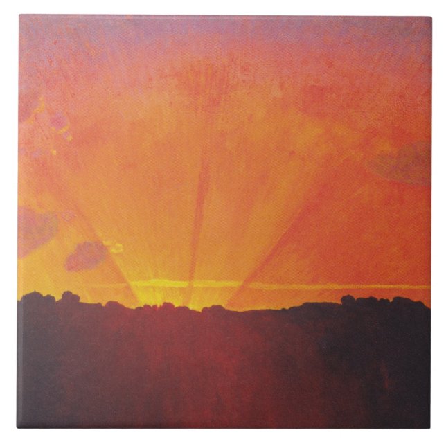 Azulejo Atardecer, cielo Naranja (por Félix Vallotton) (Frente)