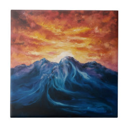 Azulejo Atardecer de montaña abstracto