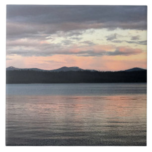 Azulejo Atardecer en el lago Crescent, OR