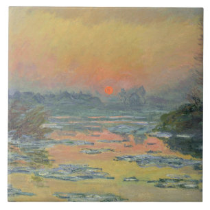 Azulejo Atardecer en el río Sena en invierno (Claude Monet