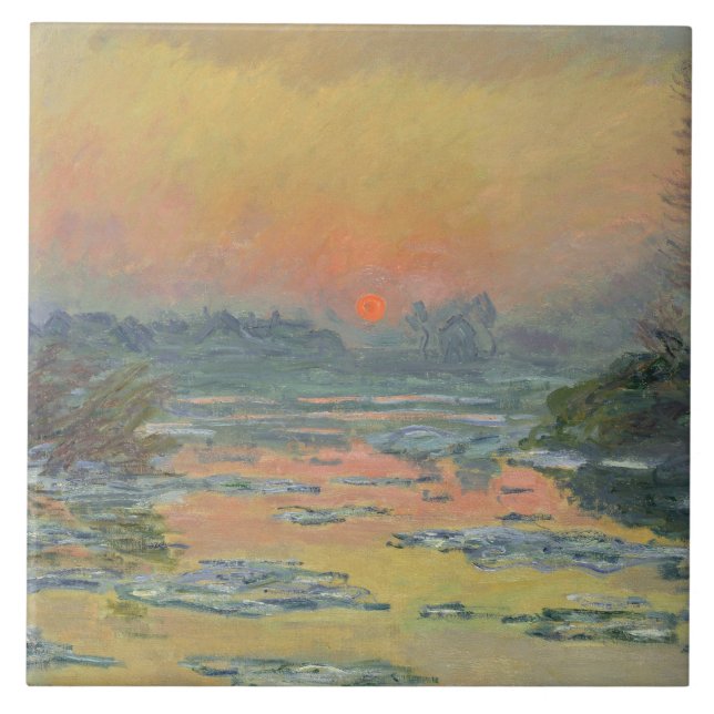 Azulejo Atardecer en el río Sena en invierno (Claude Monet (Frente)