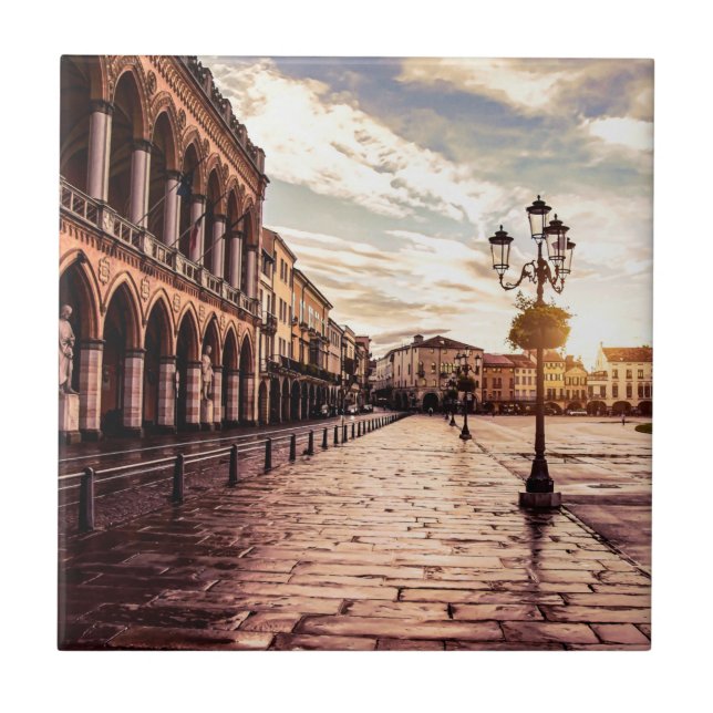 Azulejo Atardecer en la plaza de Padova en Italia (Frente)
