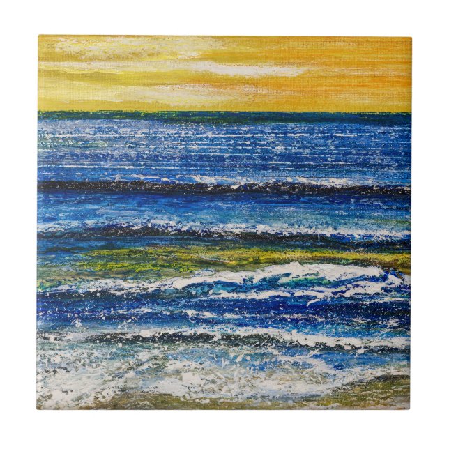 Azulejo - Atardecer Marino y Olas del Mar (Frente)