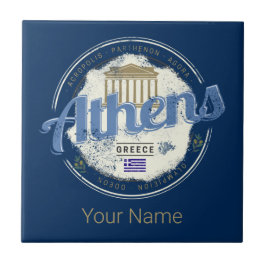 Azulejo Athens Greece Retro Acropolis Vintage Souvenir