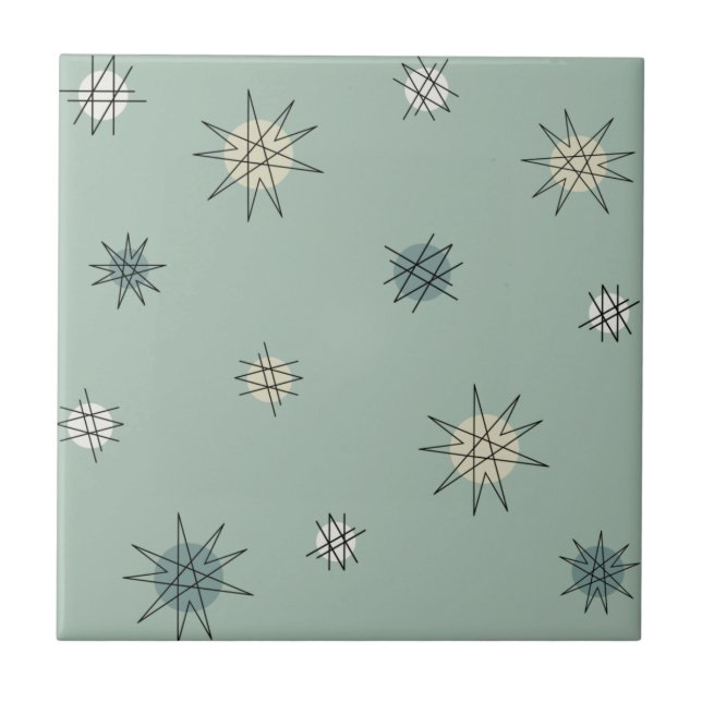 Azulejo Atomic Age Starburst Planets Sage Green (Frente)