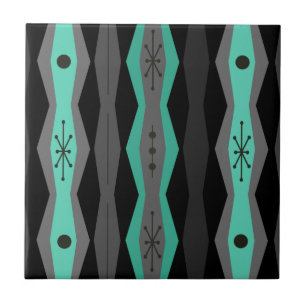 Azulejo Atomic Era Abstract Columns Black Turquoise