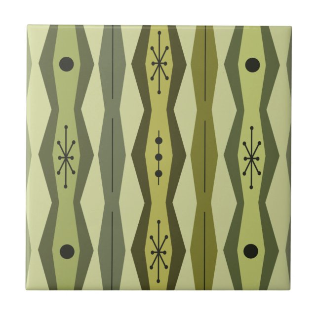 Azulejo Atomic Era Abstract Columns Green Chartreuse (Frente)