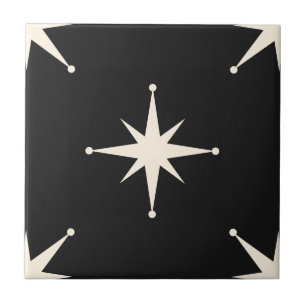 Azulejo Atómico Starburst Mid Century Negro moderno