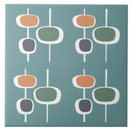 Azulejo Atractiva moda retro años 60 lindo patrón azul