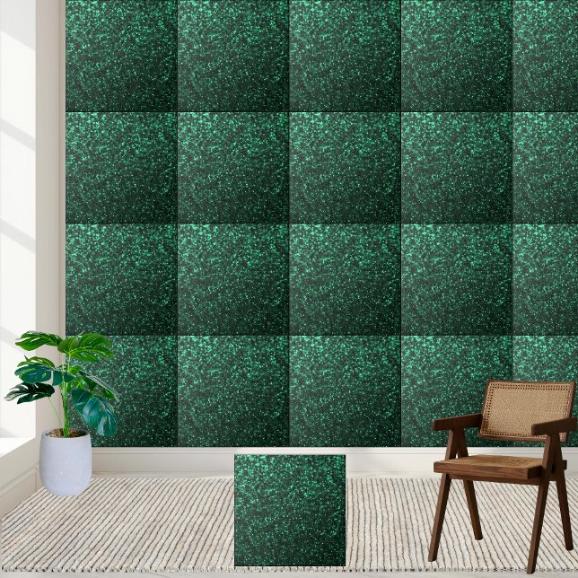 Azulejo Atractivo Purpurina de espuma verde claro (Charming Light Green Sparkling Glitter Ceramic Tile)