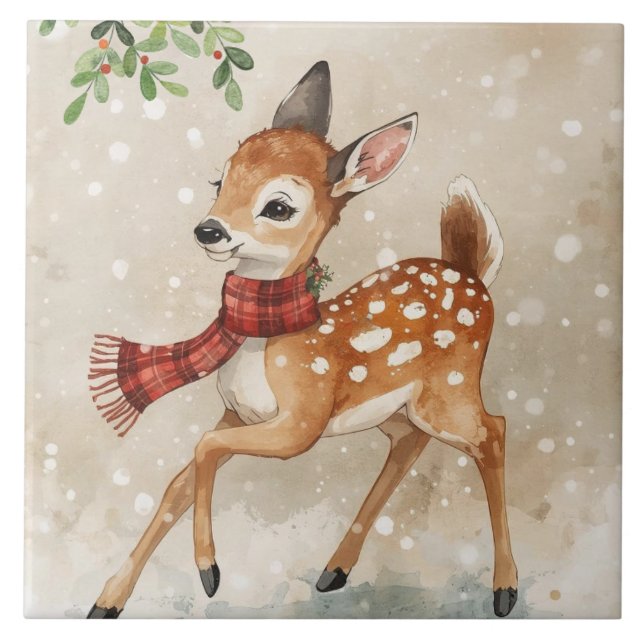 Azulejo Atractivo Tile De Cerámica Woodland Fawn (Frente)