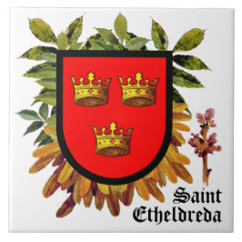 Azulejo Atribución de armas de St Etheldreda (Audrey) sobr