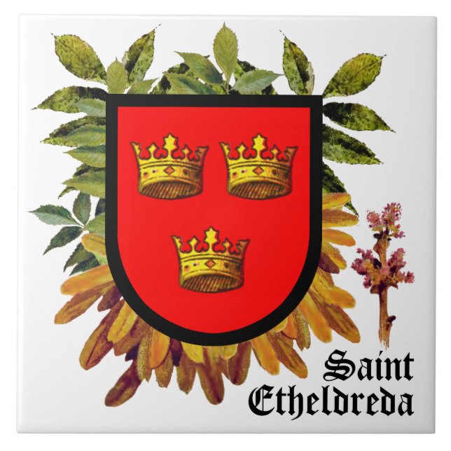 Azulejo Atribución de armas de St Etheldreda (Audrey) sobr (Frente)