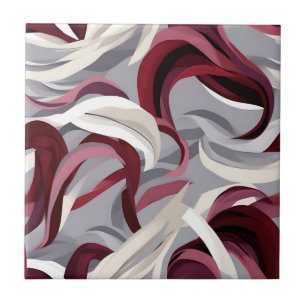 Azulejo Audaces brochas de borgoña sobre fondo gris