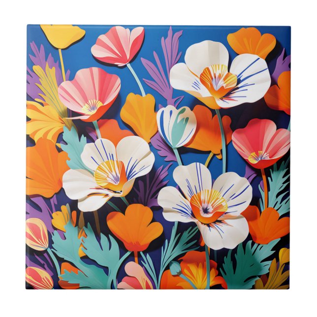 Azulejo Audaces Pop Art California Poppies (Frente)