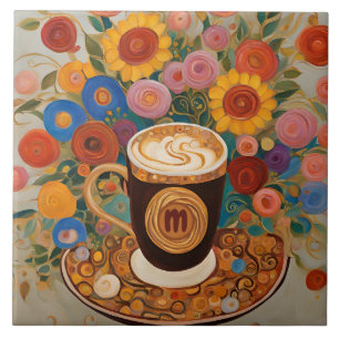 Azulejo Audaz Boho Floral Monograma Café