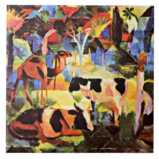 Azulejo August Macke - Landscape with Cows and a Camel (Frente)